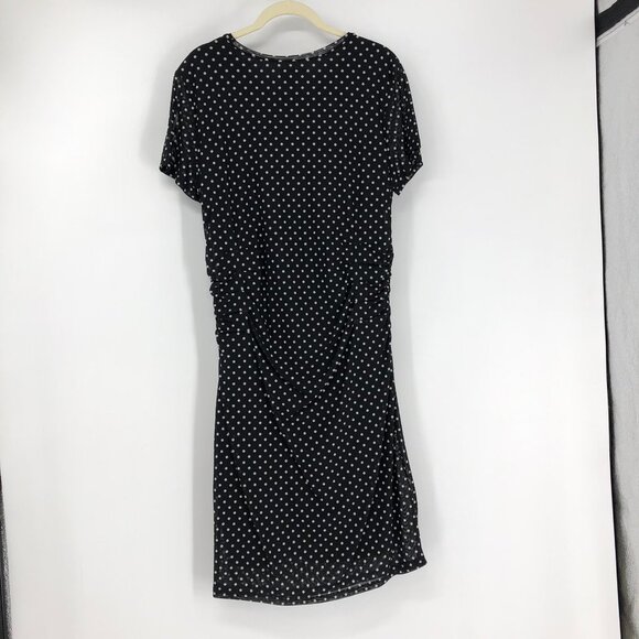 Le Chateau Black white Polka Dot short sleeve ruched NWT Dress Size XL - Picture 16 of 16